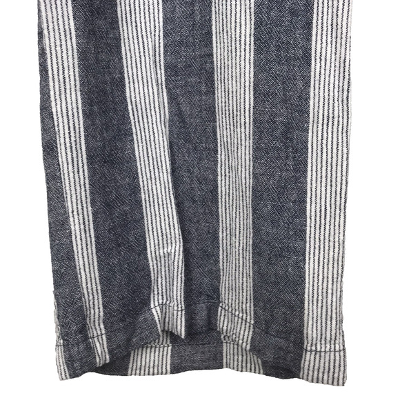 Old Navy Mid Rise Linen Blend Pants Drawstring Pockets Blue White Stripe Large - Picture 4 of 8
